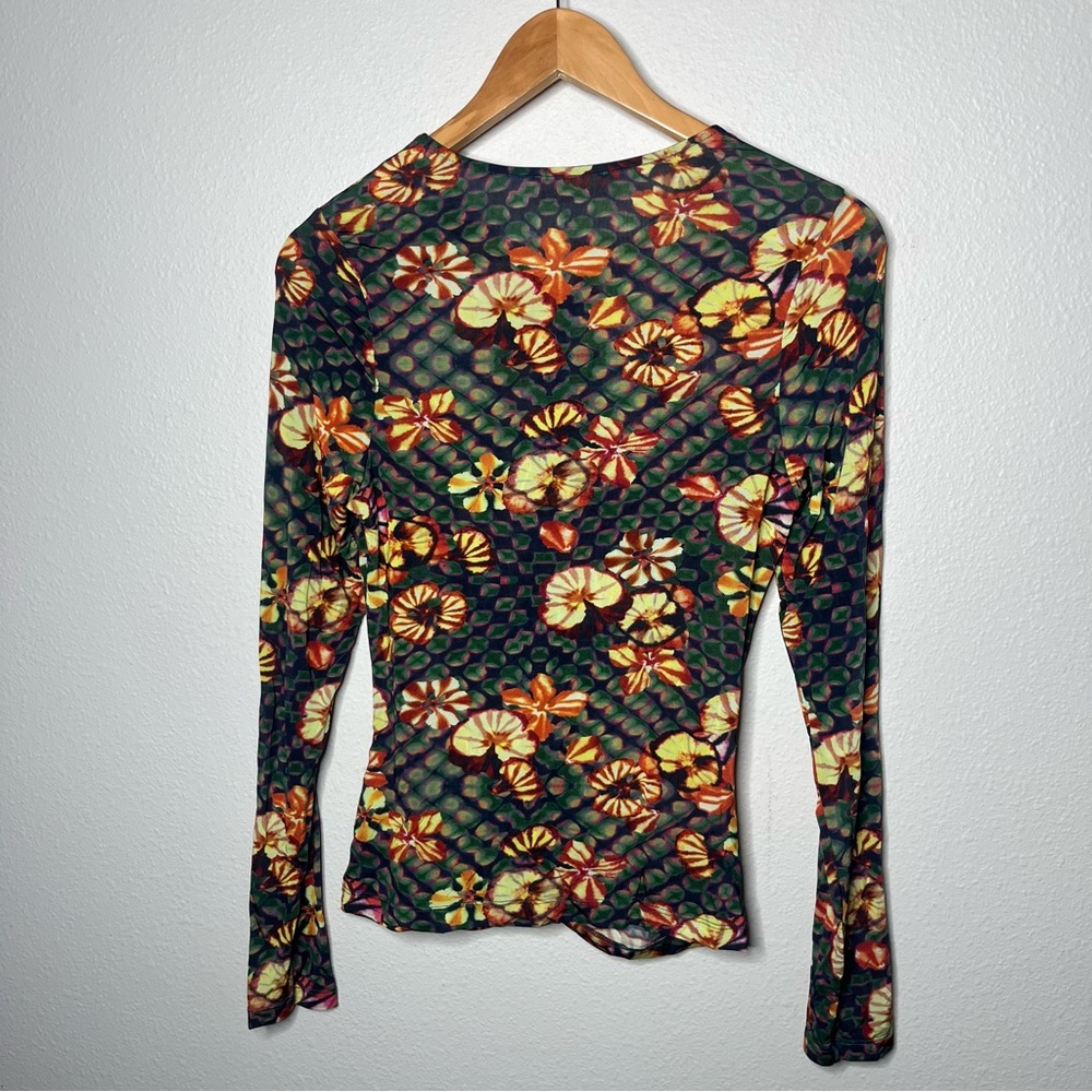 Ulla Johnson Evergreen Floral Mixed Print Ricci Long Sleeve Printed Jersey Top - Picture 5 of 11